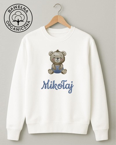 BLUZA dziecięca z imieniem NIEDŹWIADEK biała