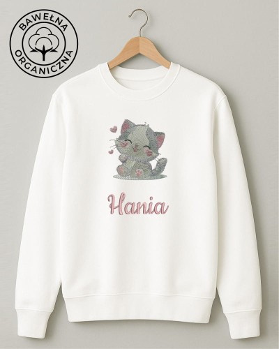 BLUZA dziecięca z imieniem KOTEK biała