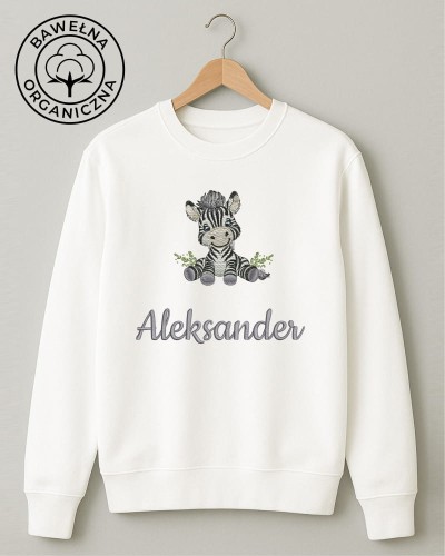BLUZA dziecięca z imieniem ZEBRA biała