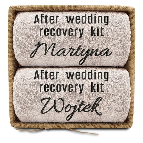 PREZENT ŚLUBNY 2 ręczniki w koszu AFTER WEDDING RECOVERY KIT