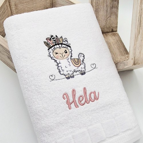 RĘCZNIK z imieniem dziecka LAMA boho
