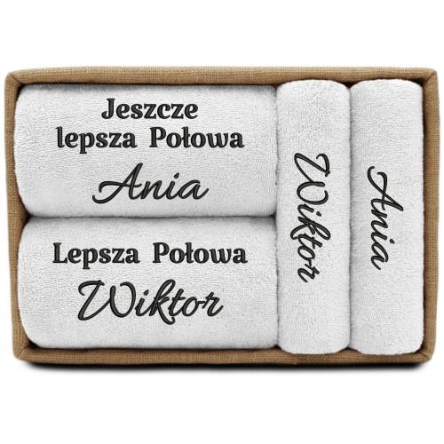 PREZENT DLA PARY 4 ręczniki w koszu LEPSZA POŁOWA