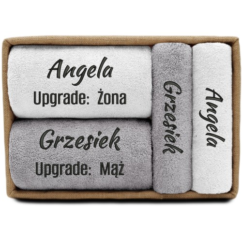 PREZENT DLA PARY 4 ręczniki w koszu UPGRADE