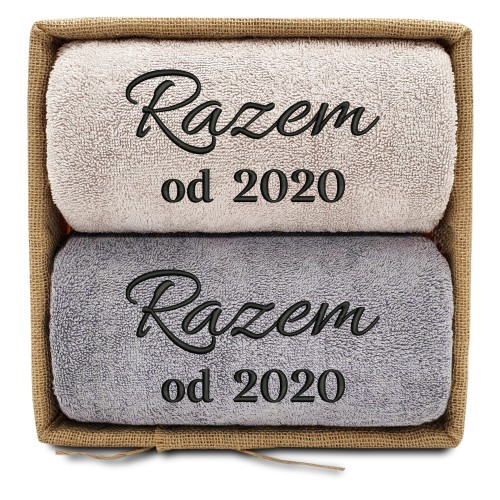 PREZENT DLA PARY 2 ręczniki w koszu RAZEM