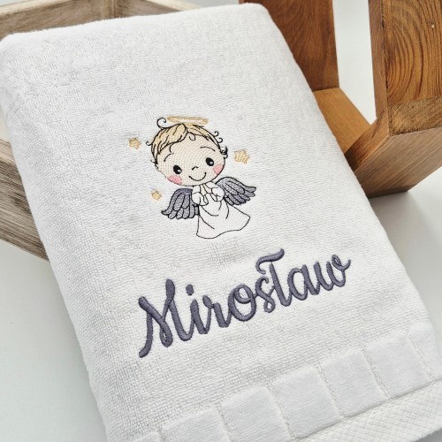 RĘCZNIK z imieniem dziecka ANIOŁEK dla chłopca