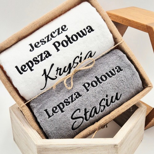 PREZENT DLA PARY 2 ręczniki w koszu LEPSZA POŁOWA