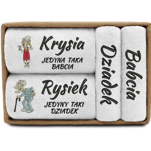 4 RĘCZNIKI W KOSZU Jedyna taka Babcia / Jedyny taki Dziadek