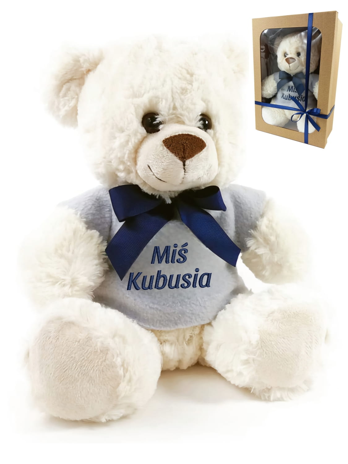 MIŚ KREMOWY 25cm w sweterku - twój tekst