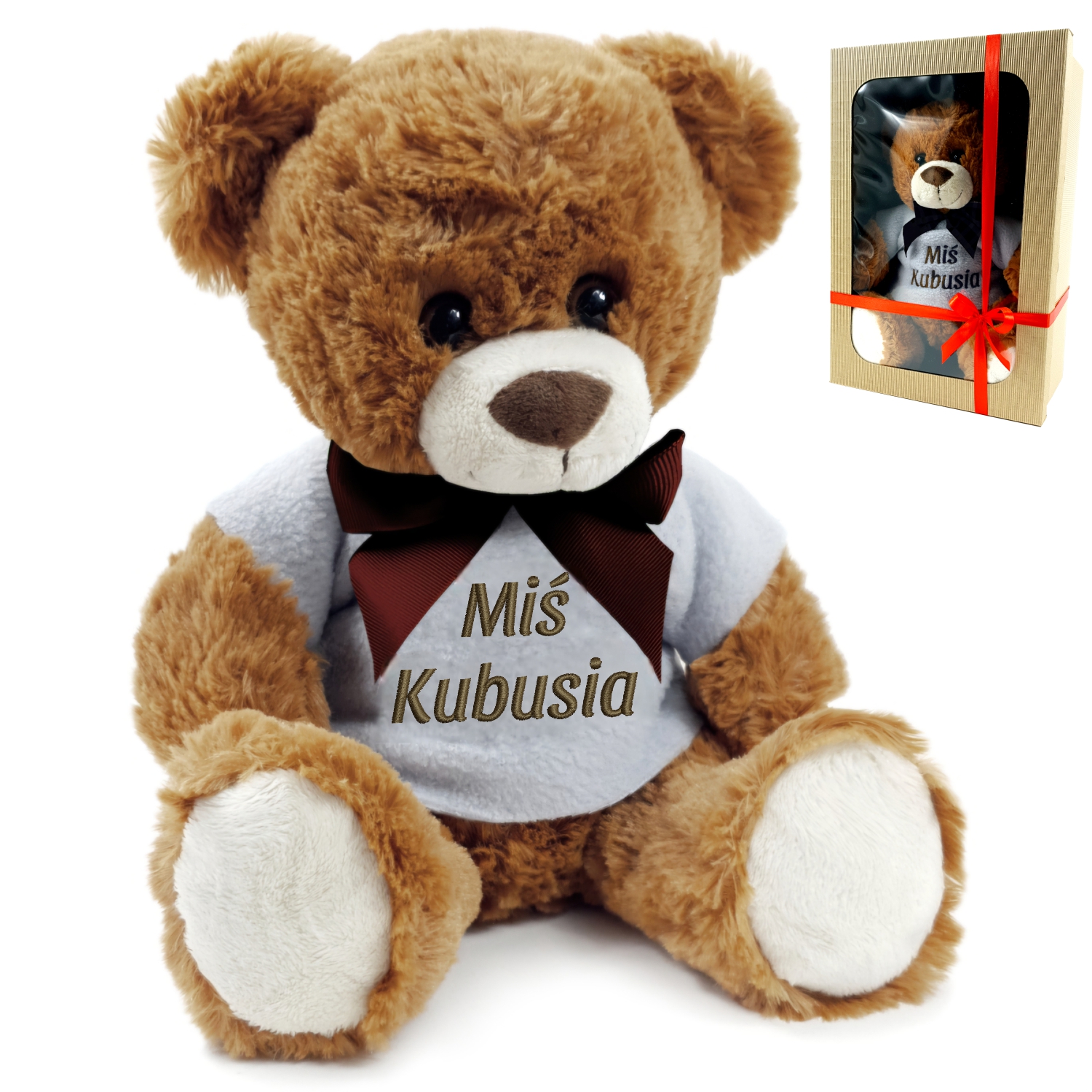 MIŚ BRĄZOWY 25cm w sweterku - twój tekst